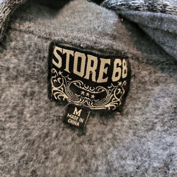 Store 68 Fleece Jacket Hoodie Zip Front Black Grey Fleck Woman's Size M JJ3448 - Picture 3 of 9